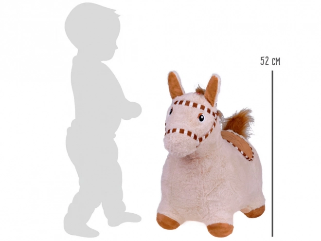 Inflatable Plush Bouncing Horse for Kids – Beige