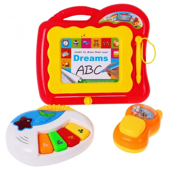 Interactive Baby Walker with Sensory Board, Piano, Drawing Board, and Toy Phone