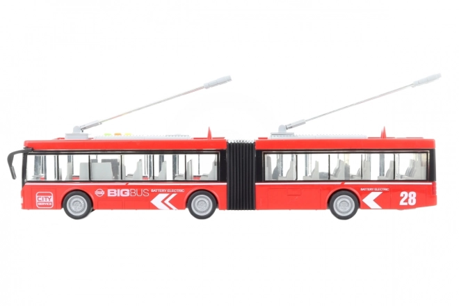 Red Articulated Trolleybus with Sounds and Lights