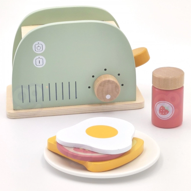 Dřevěný toster pastelový snídaňový set od Tooky Toy