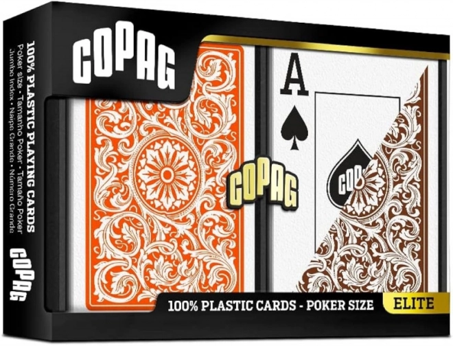 Copag Elite Poker Jumbo Orange Brown Cards