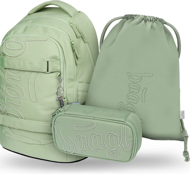 Set für Schüler BAAGL Skate Max Menthol: Rucksack, Federmäppchen, Beutel