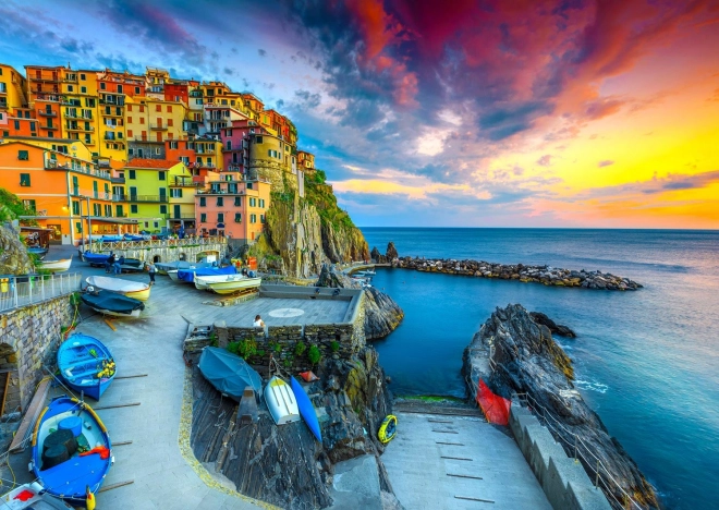 Enjoy Puzzle Sunset at Manarola Cinque Terre Italy 1000 Pieces