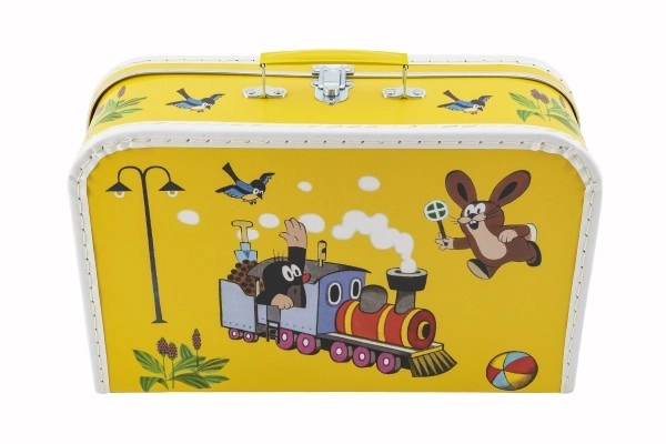 Sewn Suitcase Little Mole and Train Yellow 35x22x10cm