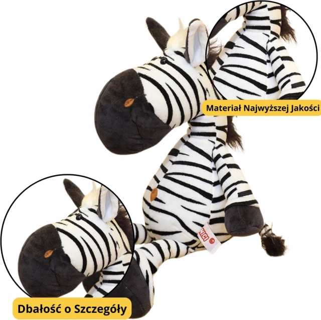 Jouet en peluche zèbre noir et blanc 25 cm