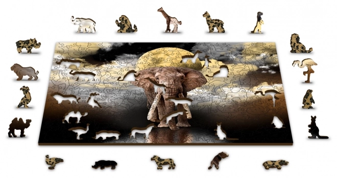 Wooden City Elephant Dreams Double-Sided Wooden Puzzle