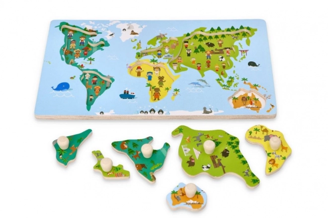 World Map Puzzle with Handles