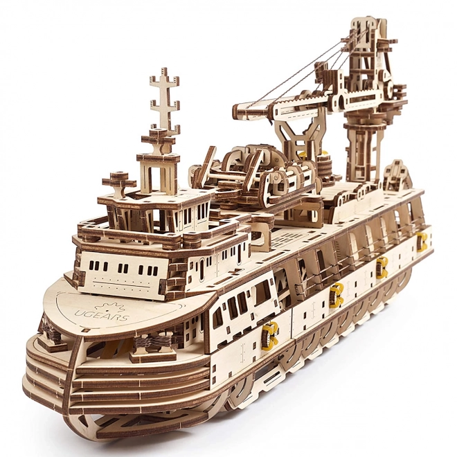 Ugears 3D Puzzle Research Steamboat