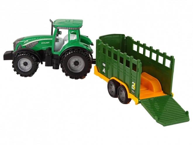 Green Farm Tractor with Detachable Trailer