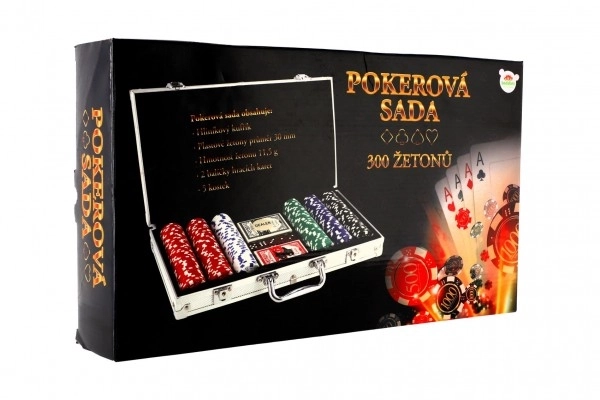 Poker Set with 300 Chips, Cards & Dice in Aluminum Case