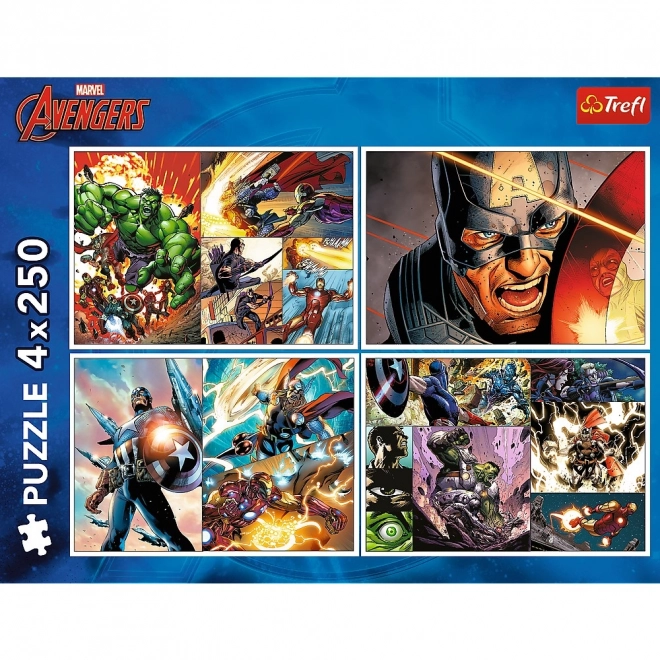 Heroic Days Avengers Puzzles 4x250 Pieces