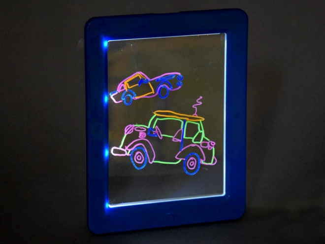 Illuminated Drawing Board with 3D Glasses and Neon Markers – Red