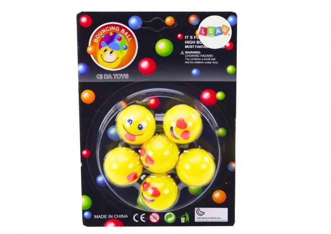 Emoji Yellow Bouncy Ball Set - 6 Pack