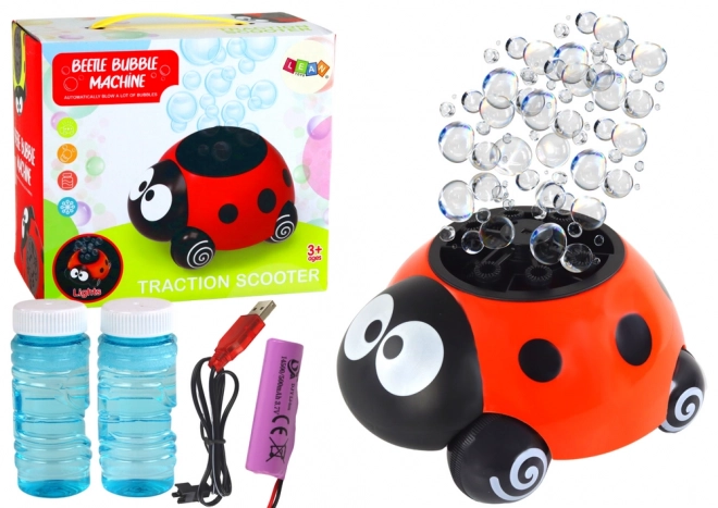 Illuminated Ladybug Bubble Machine on Wheels