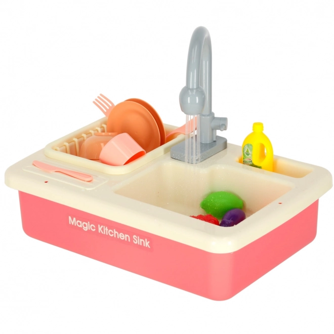 Sink Play Set with Real Water and Accessories - Pink