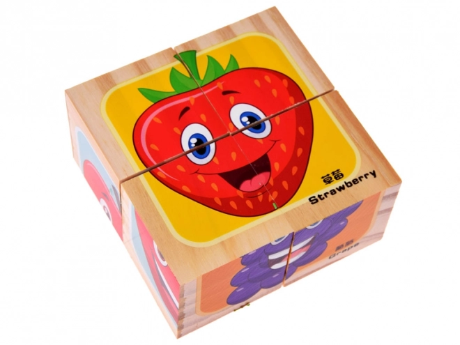 Wooden Fruit Puzzle Blocks Set