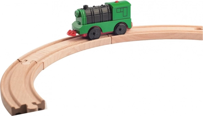 Wooden Train Set with Electric Locomotive