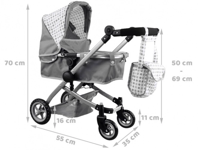 4-in-1 Doll Stroller with Bassinet – gray