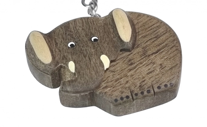 Wooden Elephant Keychain