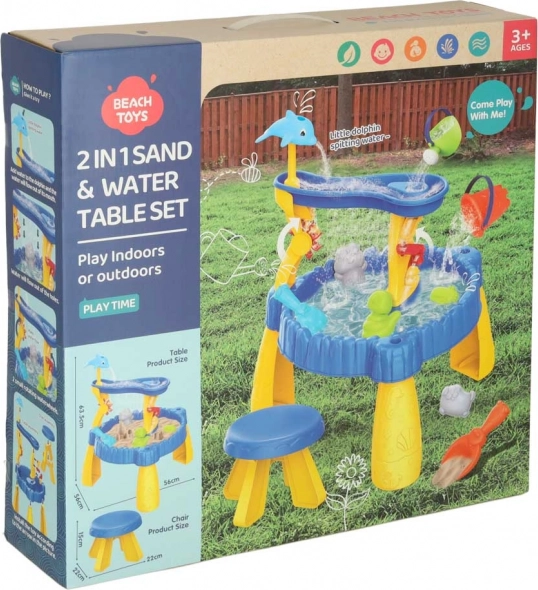 Children's Play Table with Sandbox and Fountain 2-in-1