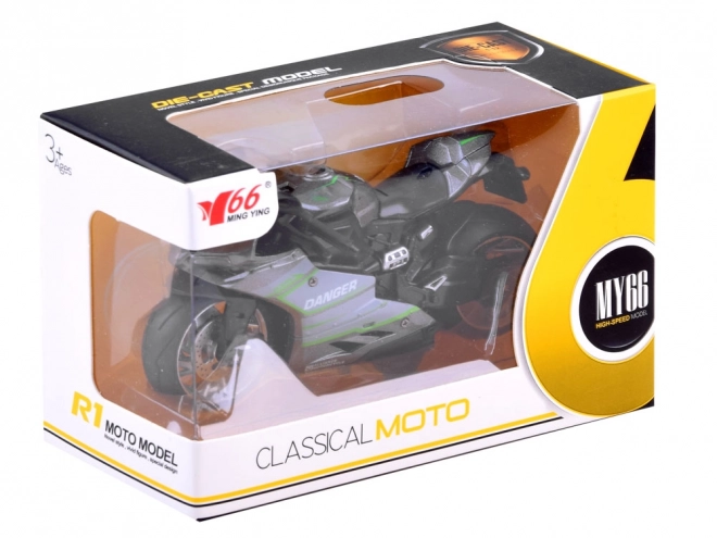 Diecast Motorcycle Toy with Pull-Back Action – C