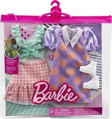 Barbie Fashion Outfit Set with Polka Dot Blouse and Plaid Skirt, Dress – Variant 1