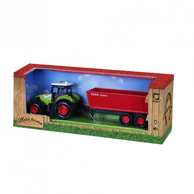 Plastic Tractor with Sound and Light and Red Trailer