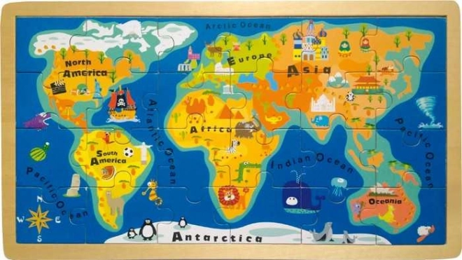 Small Foot Simple Large World Puzzle Map