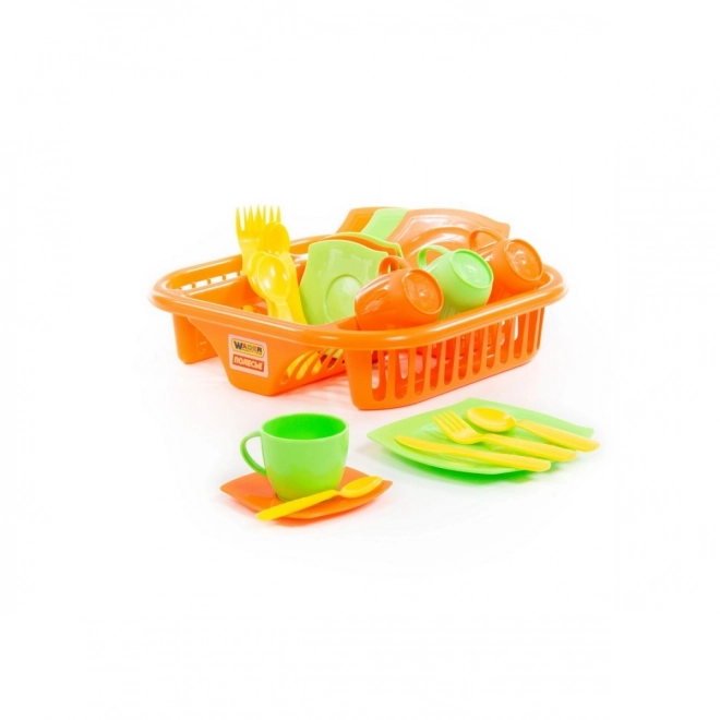 Alice's Play Dish Set with Drainer for 4