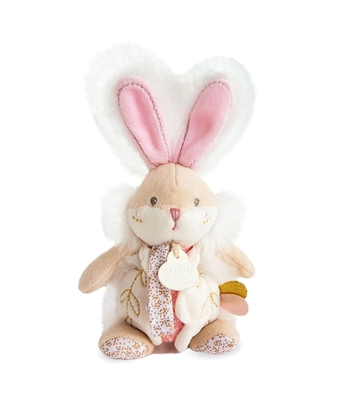 Plush Bunny Toy with Rattle and Pacifier Holder