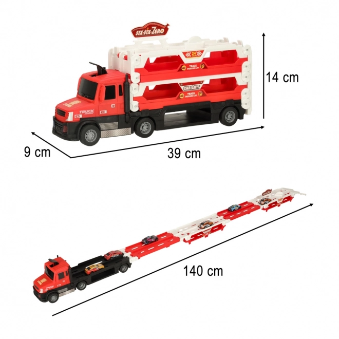 Toy Transporter Truck with Track and Cars