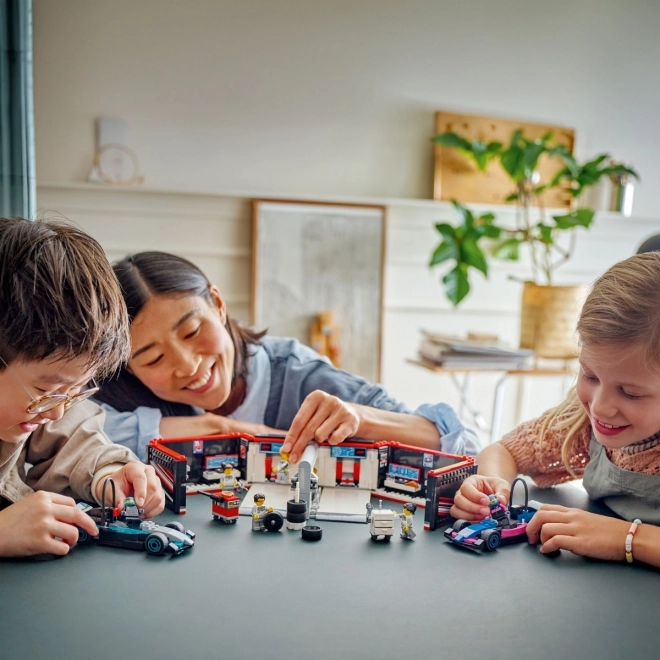 Lego City F1 Garage with Mercedes-AMG and Alpine Cars