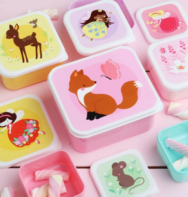 A little lovely company - snack box set - woodland friends - pink