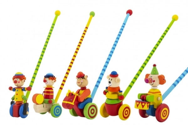 Wooden Push Clown Toy with Stick