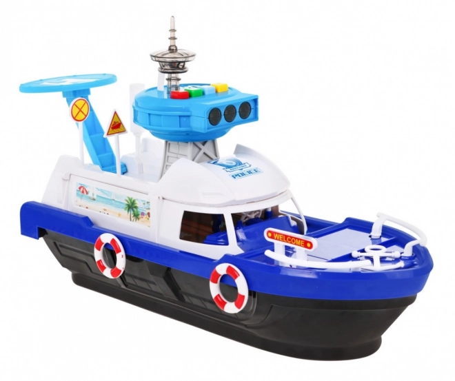 Interactive Police Boat 2-in-1 with Storage and Vehicles for Kids 3+