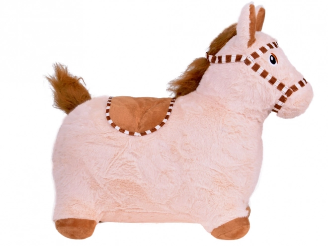 Inflatable Plush Bouncing Horse for Kids – Beige