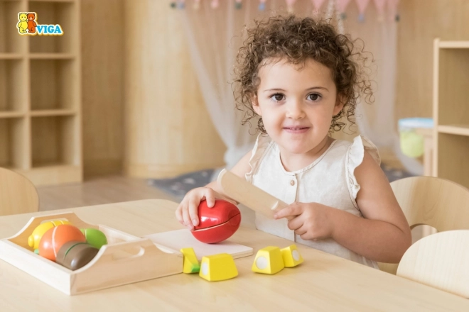 Wooden Fruit Cutting Set with Tray