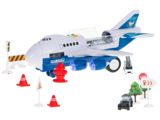 Transport airplane with police cars set