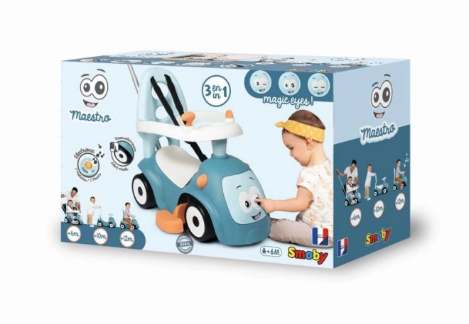 Smoby Push Along Ride-On 3-in-1 Blue