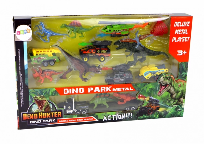 Large Toy Set with Helicopter and Dinosaurs