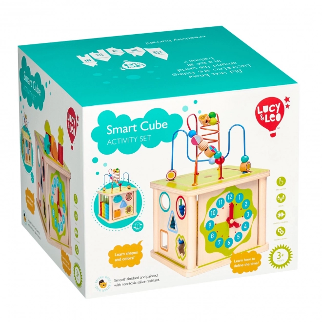 Wooden Activity Cube 5-in-1 with Clock