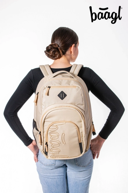 Baagl Coolmate Beige Set: Backpack, Pencil Case, and Bag