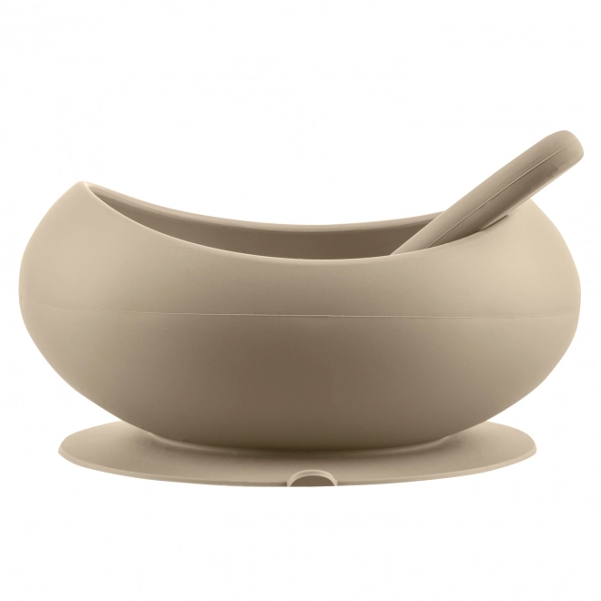 Silicone Bowl with Raised Edges and Suction, Sand Beige