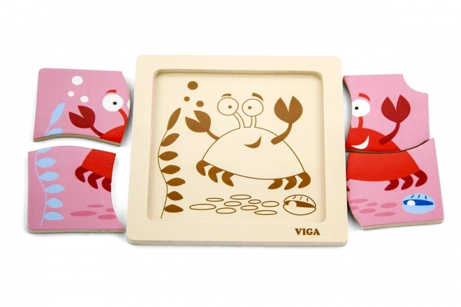 Drevené Puzzle Krab pre Najmenších