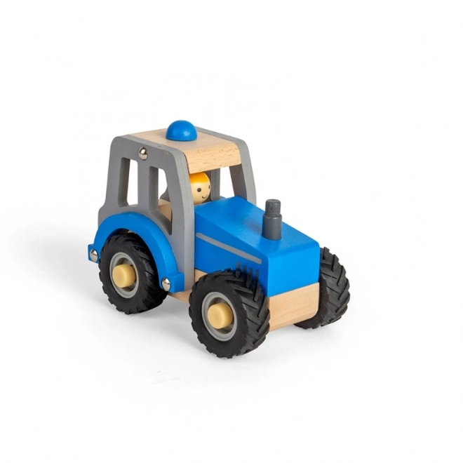 Blue Wooden Tractor Toy