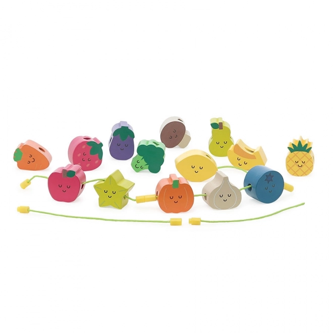 Wooden Bead Lacing Game Fruits and Vegetables