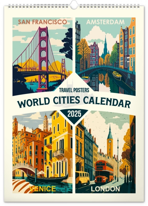 Wall calendar travel posters - world cities 2025