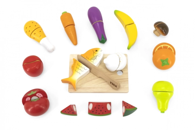 Wooden Cutting Food Play Set