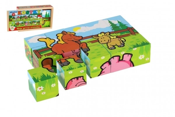 My First Animal Wooden Cubes Set in Wooden Box