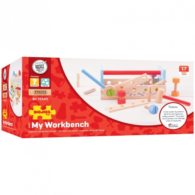 Bigjigs Toys Carpenter Workbench and Toolbox 2-in-1